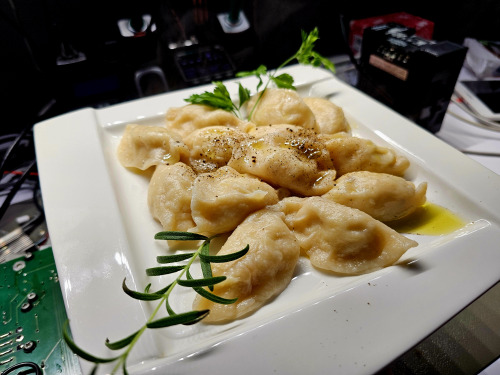 Pierogi ruskie - served with extra virgin olive oil