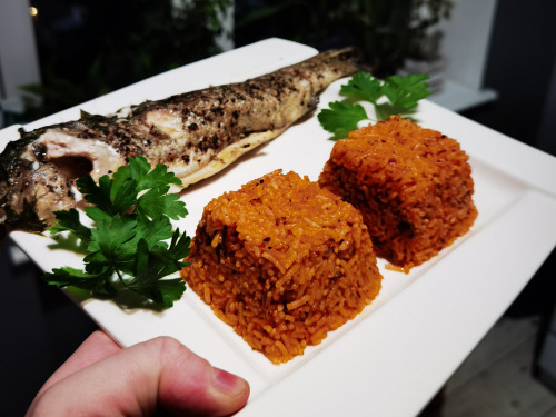 Baked trout with rice